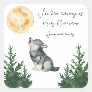 Wolf-Baby-Party Für die Bibliothek von Quadratischer Aufkleber