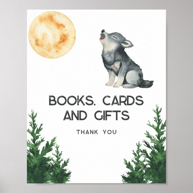 Wolf Baby Shower Books, cards and gifts Poster (Vorne)