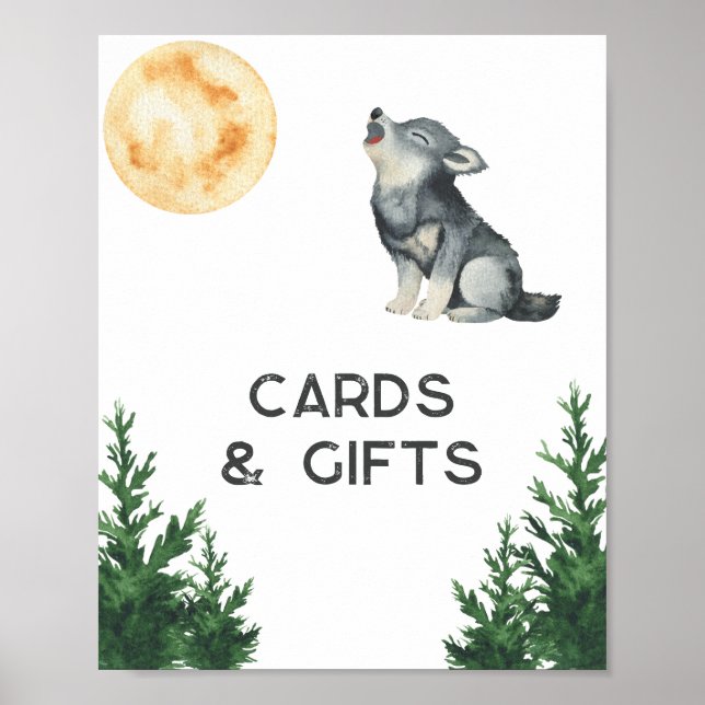 Wolf Baby Shower Karten und Geschenke  Poster (Vorne)