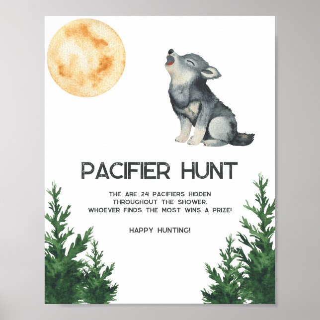 Wolf baby shower - Pacifier hunt game Poster (Vorne)