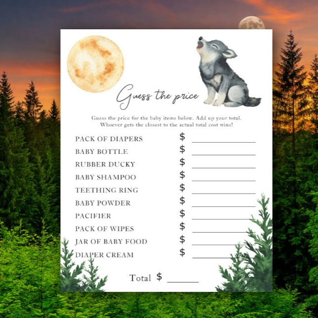 Wolf Baby shower - Price Guess Game (Von Creator hochgeladen)