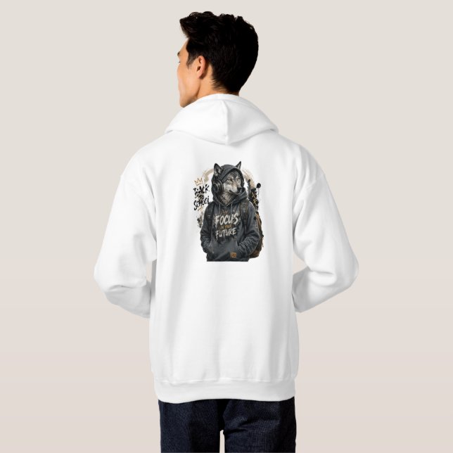 Wolf Back School Streetwear Kapuzenpullover Hoodie (Schwarz voll)