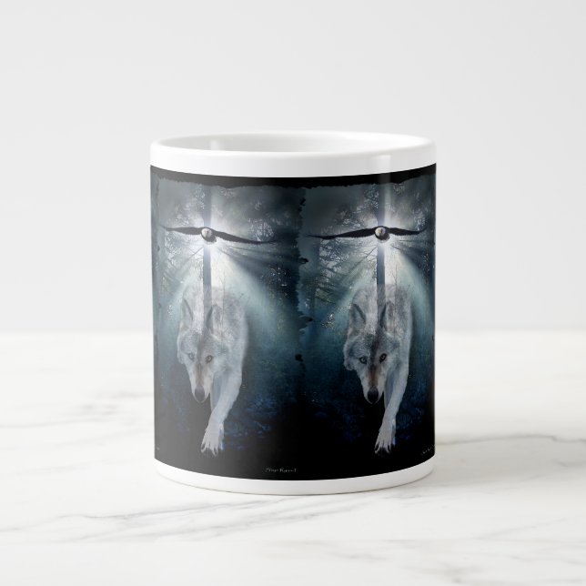 Wolf & Bald Eagle Jumbo Soup oder Coffee Tasse (Vorderseite)