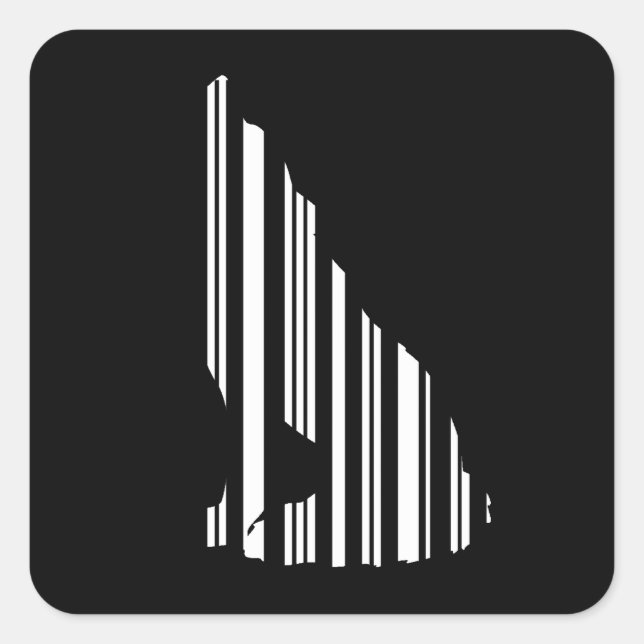 WOLF BAR CODE Howl Barcode Muster Design Quadratischer Aufkleber (Vorderseite)