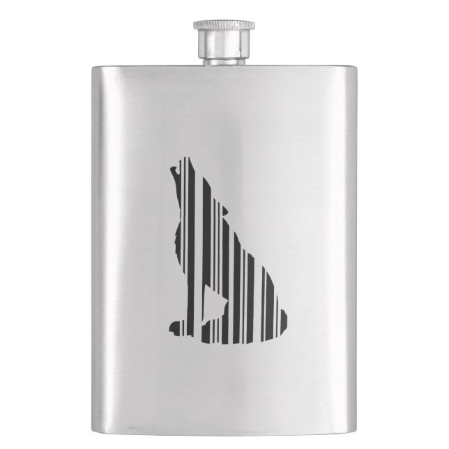 WOLF BAR CODE Howl Barcode-Musterdesign Flachmann (Vorderseite)
