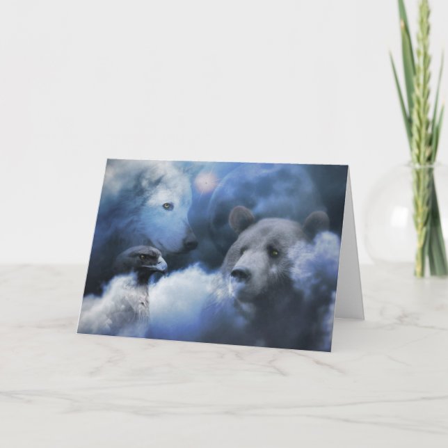 Wolf, Bär und Adler Weihnachten Weihnachtskarte (Vorderseite)