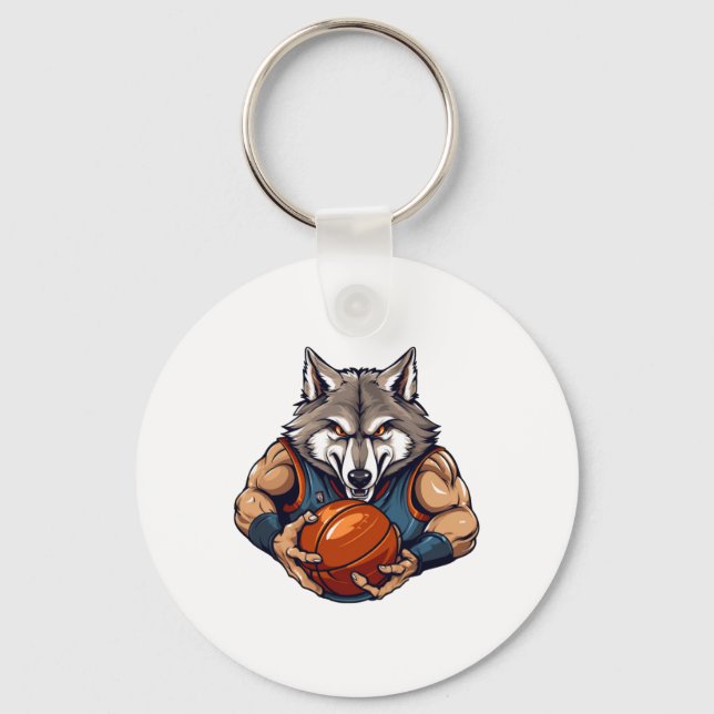 Wolf-Basketballspieler  Schlüsselanhänger (Vorderseite)