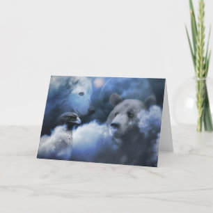 Wolf Bear und Adler Spirituosenkarte der Saison Feiertagskarte