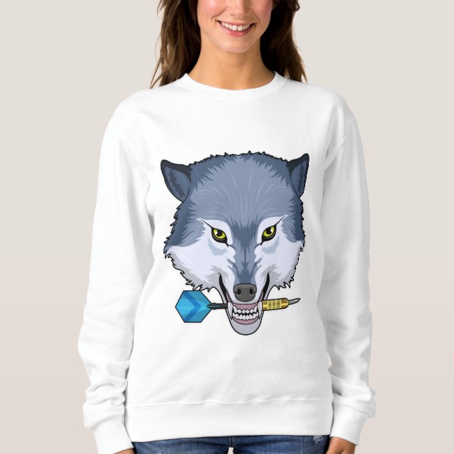 Wolf bei Darts mit Dart Sweatshirt (Vorderseite)