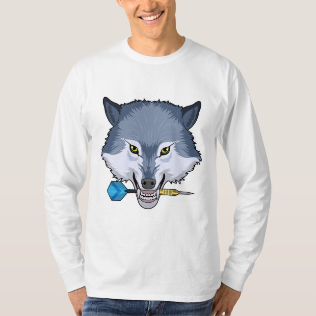 Wolf bei Darts mit Dart T-Shirt (Vorderseite)