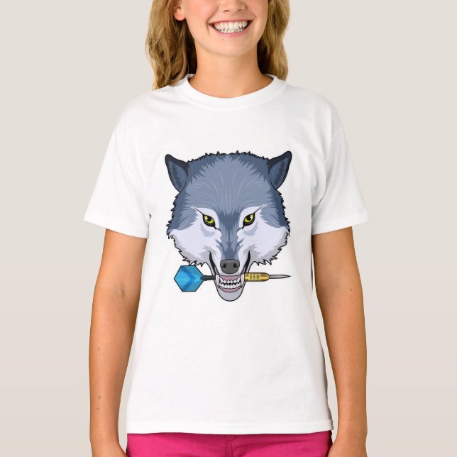 Wolf bei Darts mit Dart T-Shirt (Vorderseite)