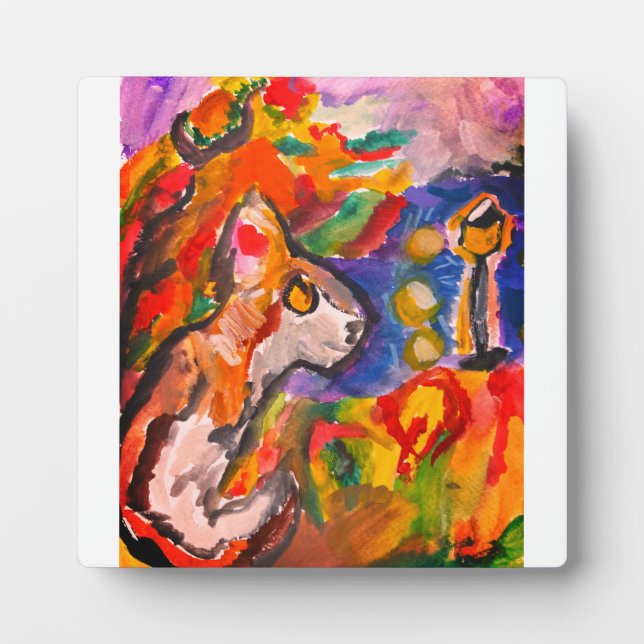 Wolf bei Nacht Fotoplatte (Vorderseite)