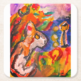 Wolf bei Nacht Rechteckiger Pappuntersetzer