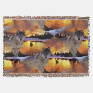 Wolf bei Sunset Pattern Decke