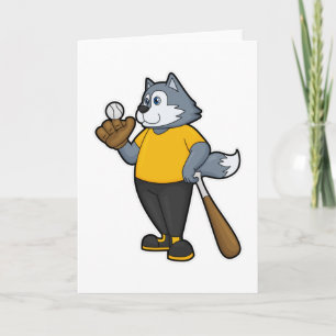 Wolf beim Baseball mit Baseballschläger Karte