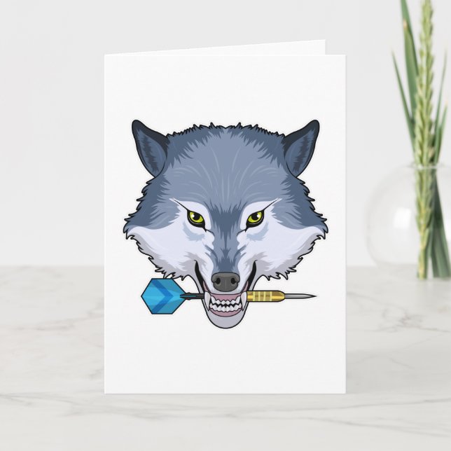 Wolf beim Dart mit Dart Karte (Vorderseite)