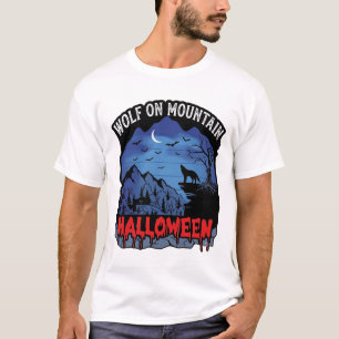 Wolf Berg Halloween Heulende Fledermäuse Mond_1 T-Shirt