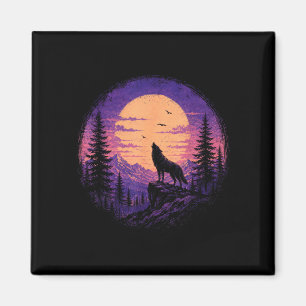 Wolf Berg Wald Mond Wildnis Natur Magnet
