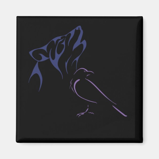 Wolf & Bird Magnet (Vorne)