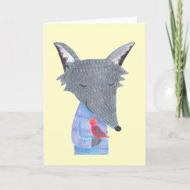 Wolf Bird Sweet I Liebe You Valentine Card Feiertagskarte