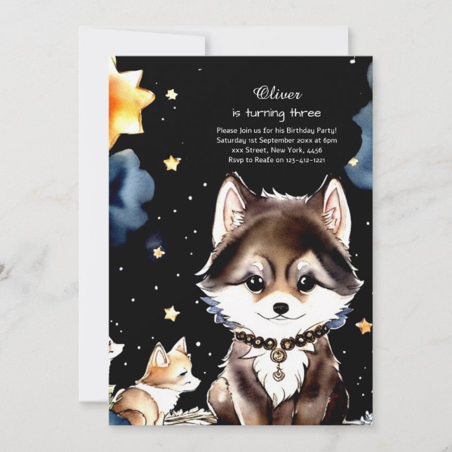 Wolf Birthday Einladung (Vorderseite)