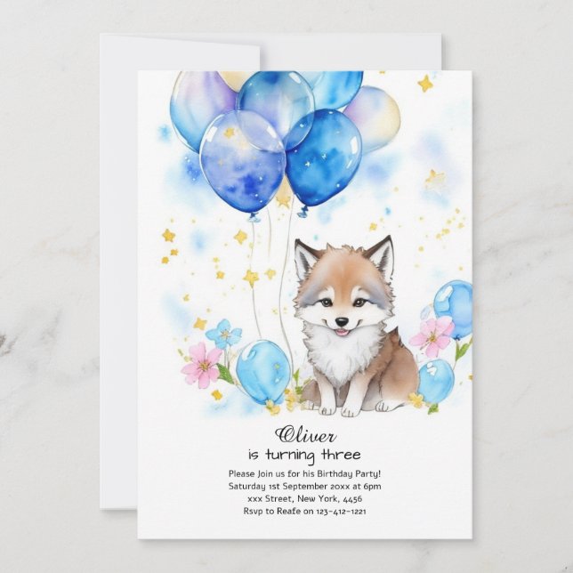 Wolf Birthday Einladung (Vorderseite)
