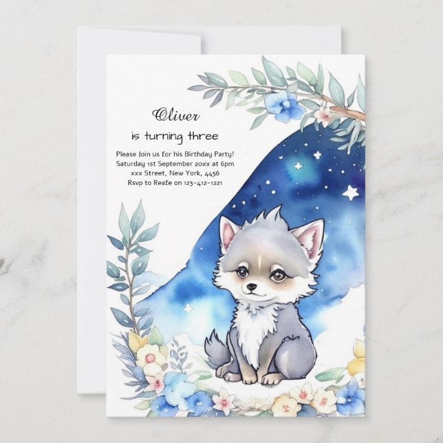 Wolf Birthday Einladung (Vorderseite)