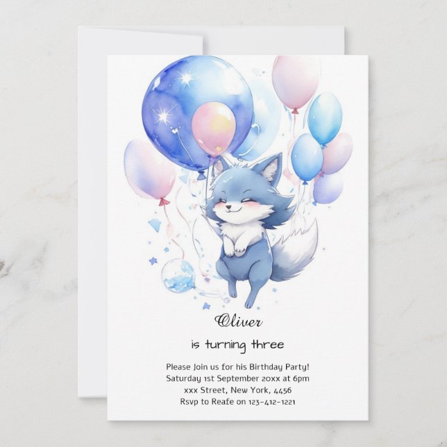 Wolf Birthday Einladung (Vorderseite)