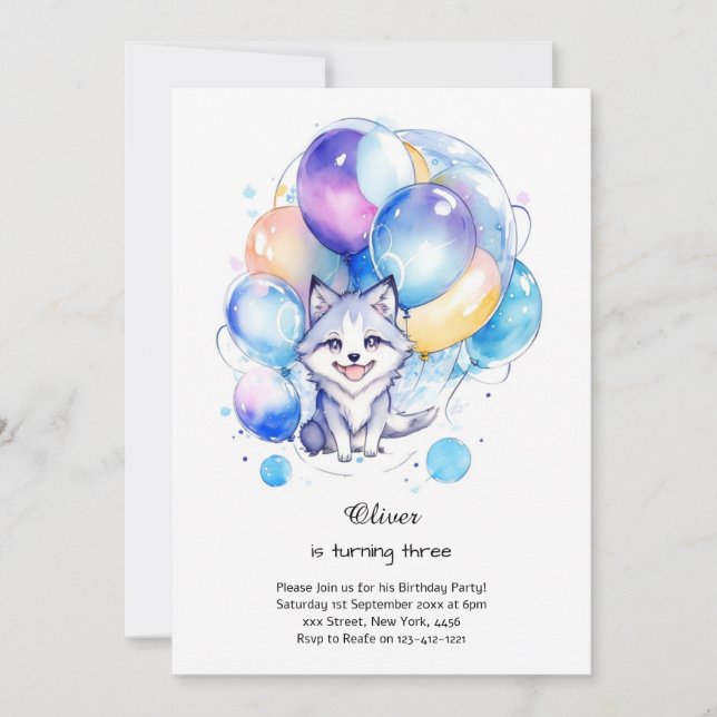 Wolf Birthday Einladung (Vorderseite)