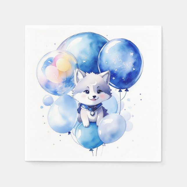 Wolf Birthday Serviette (Vorderseite)