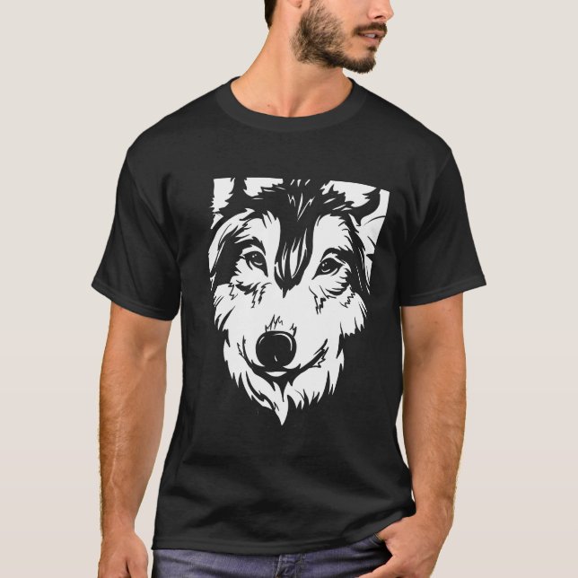 Wolf Black Art Illustration Moderner Trend T-Shirt (Vorderseite)