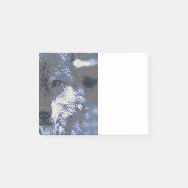 Wolf, blau post-it klebezettel (Vorderseite)