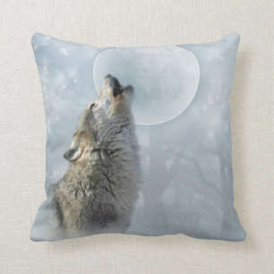 Wolf-blauer Mond-Amerikaner MoJo Kissen