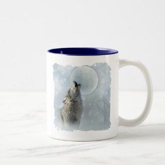 Wolf-blauer Mond Zweifarbige Tasse