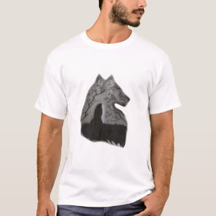 Wolf Bleistift-Skizze T-Shirt   Realistische Wolf 