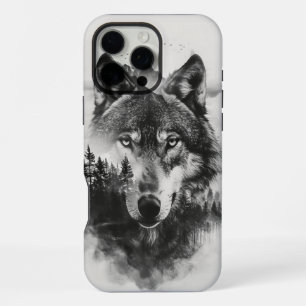 Wolf blickt durch einen nebligen Wald iPhone 16 Pro Max Hülle