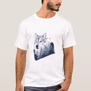 Wolf Blue Forest Grunge T-Shirt