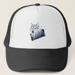 Wolf Blue Forest Grunge Truckerkappe