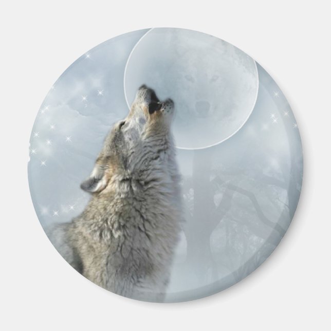 Wolf Blue Moon Magnet (Vorne)