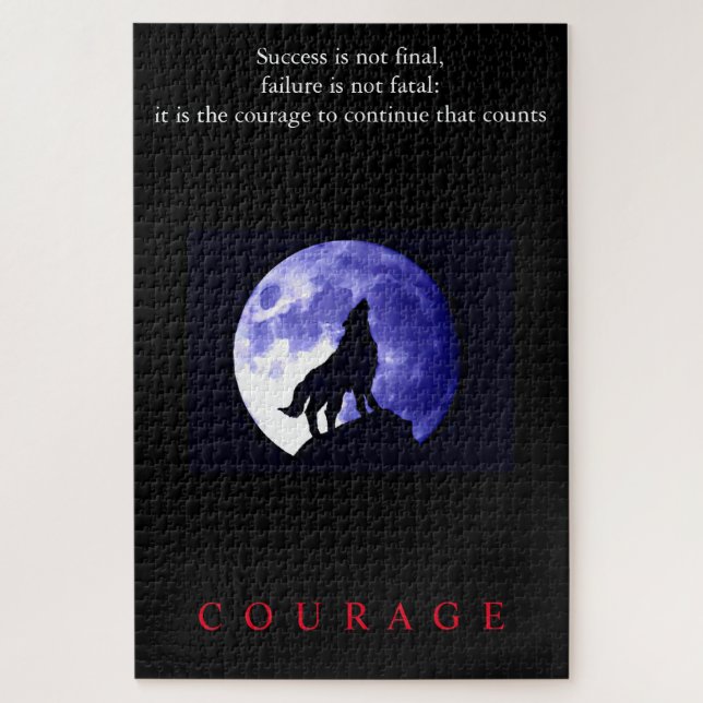 Wolf Blue Night Motivierend Courage Puzzle (Vertikal)