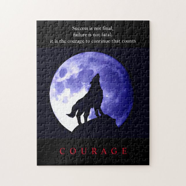 Wolf Blue Night Motivierend Courage Puzzle (Vertikal)