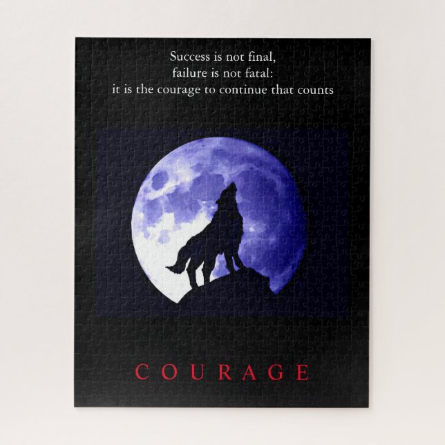 Wolf Blue Night Motivierend Courage Puzzle (Vertikal)