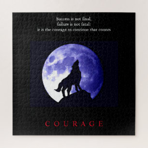Wolf Blue Night Motivierend Courage Puzzle