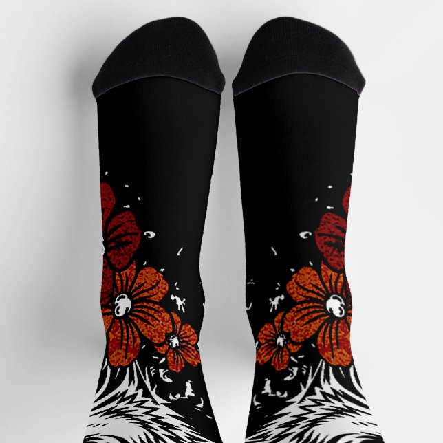 Wolf Blume Tatoo Vintag Socken (Oben)