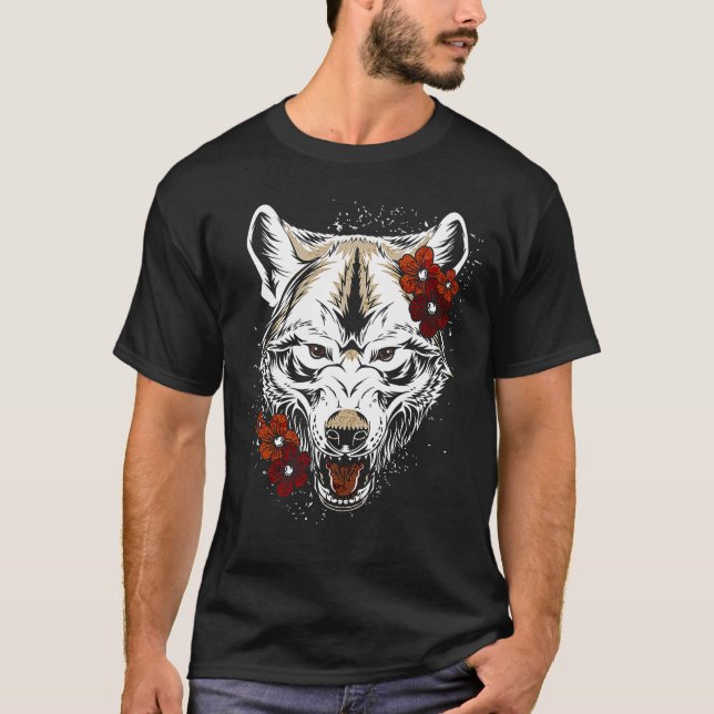 Wolf Blume Tatoo Vintag T-Shirt (Vorderseite)