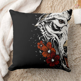 Wolf Blume Tatoo Vintage Keuchkissen Kissen