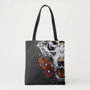 Wolf Blumen Tattoo Vintage
