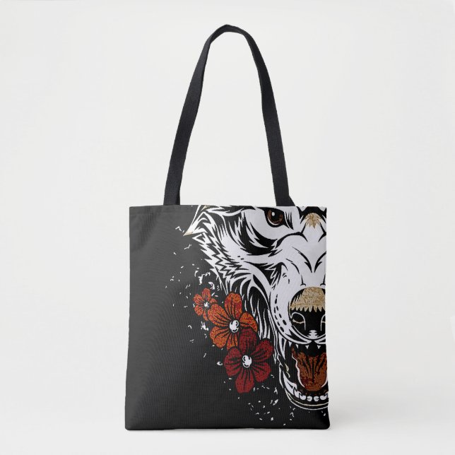 Wolf Blumen Tattoo Vintage (Vorderseite)