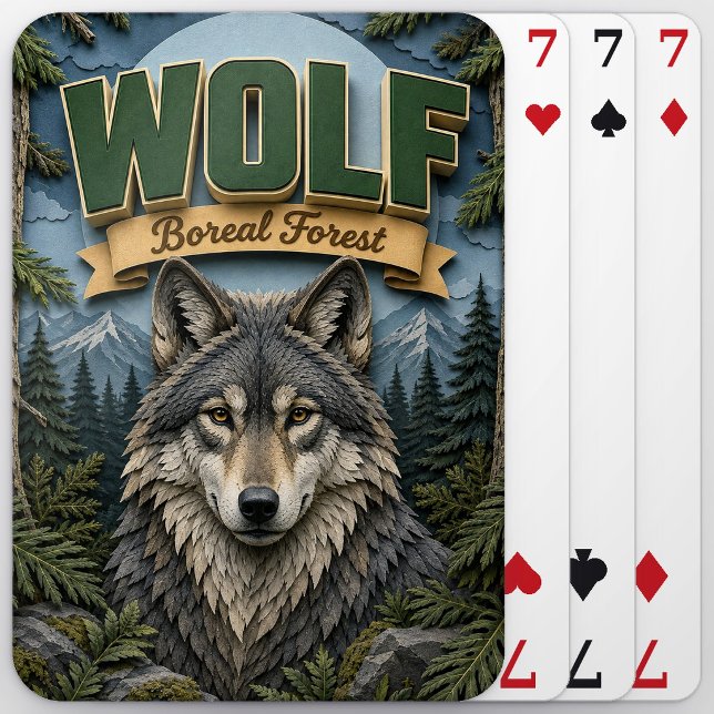 Wolf Boreal Wald POPCUT Spielkarten (Von Creator hochgeladen)