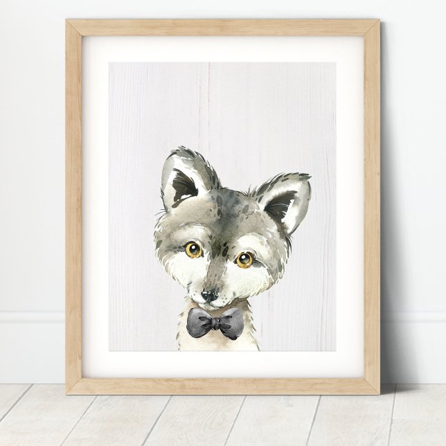 Wolf Bowtie Woodland Kinderzimmer Print Poster (Von Creator hochgeladen)